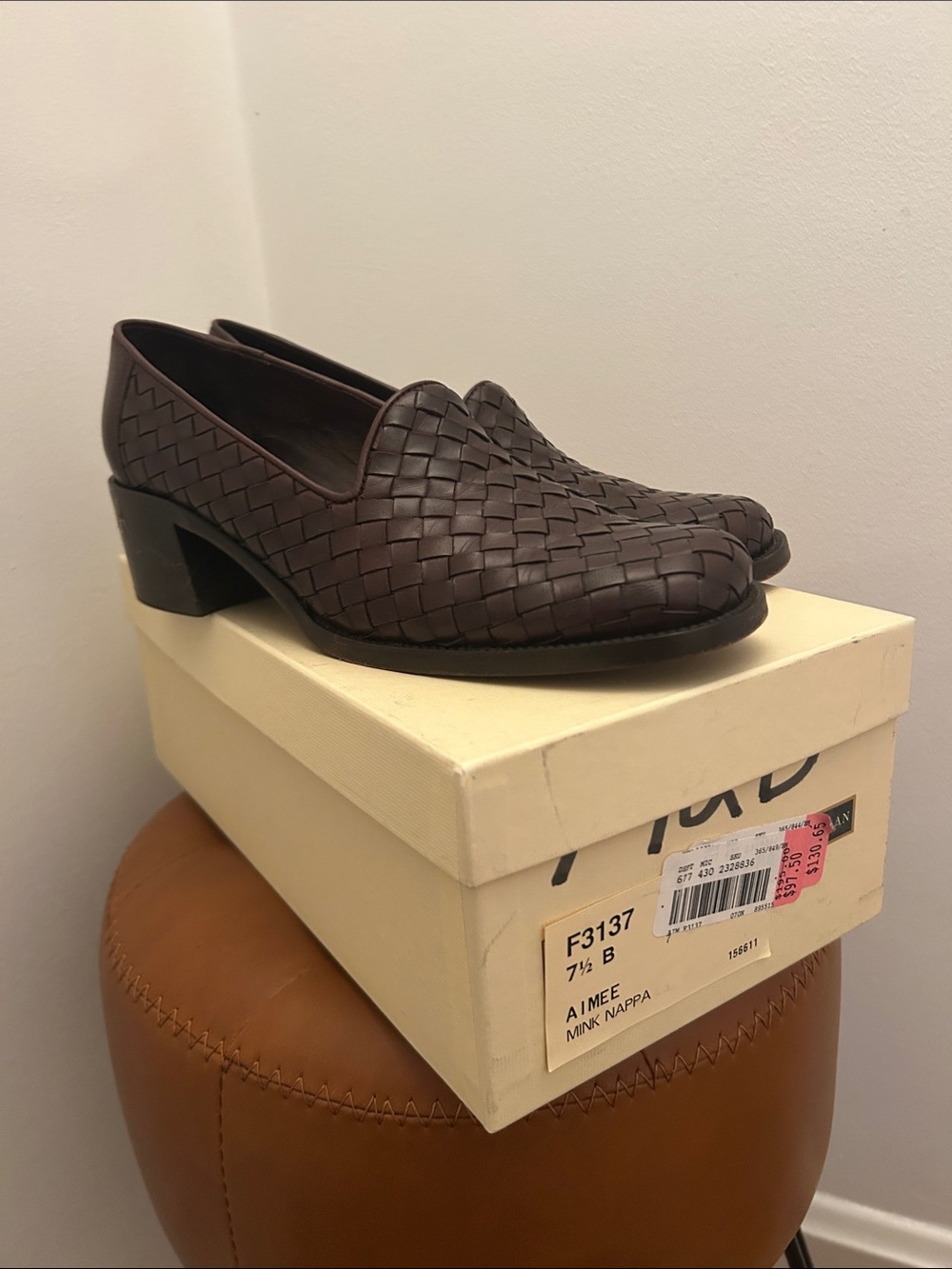 Cole Haan Men's Dark Brown Woven Leather Slip-On Loafers